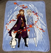 Disney's Frozen 2 "Swirling Leaves" Elsa Anna Olaf Fuzzy Blanket 48X60