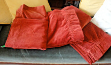 VINTAGE RICH BROWN COTTON VELVET CURTAINS X 2 LENGTH 86" X WIDTH 47"