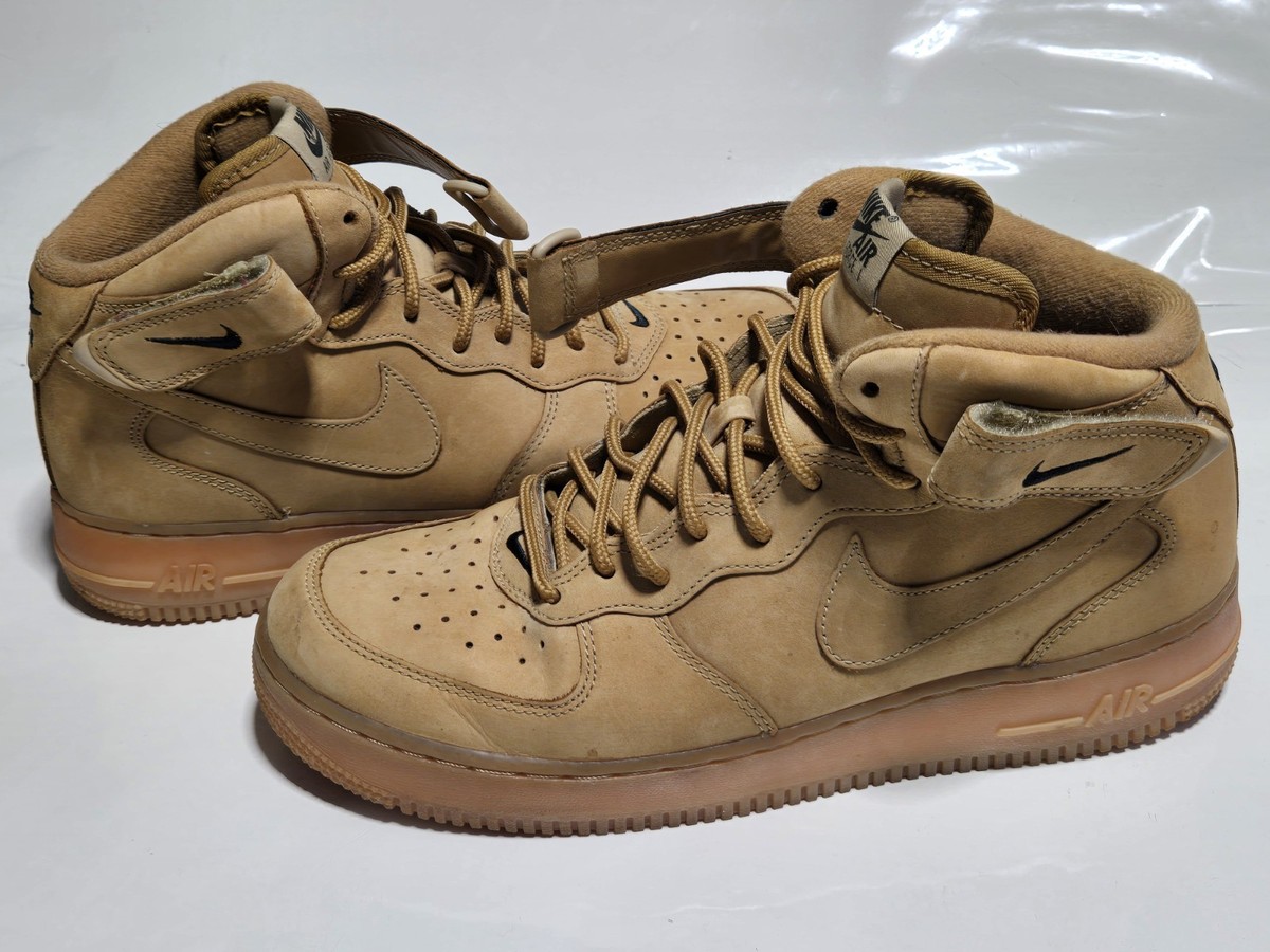 Nike Air Force 1 Mid 07 PRM QS Flax Wheat Shoes 715889-200 Men's