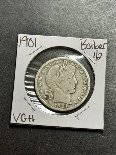 1901 P Barber Silver Half Dollar VG Very Good U.S. 50c Type Coin (Raw18344)