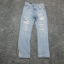 Levis 501 Jeans Womens 29x30 Distressed Denim High Rise Button Fly 30x30 NWT