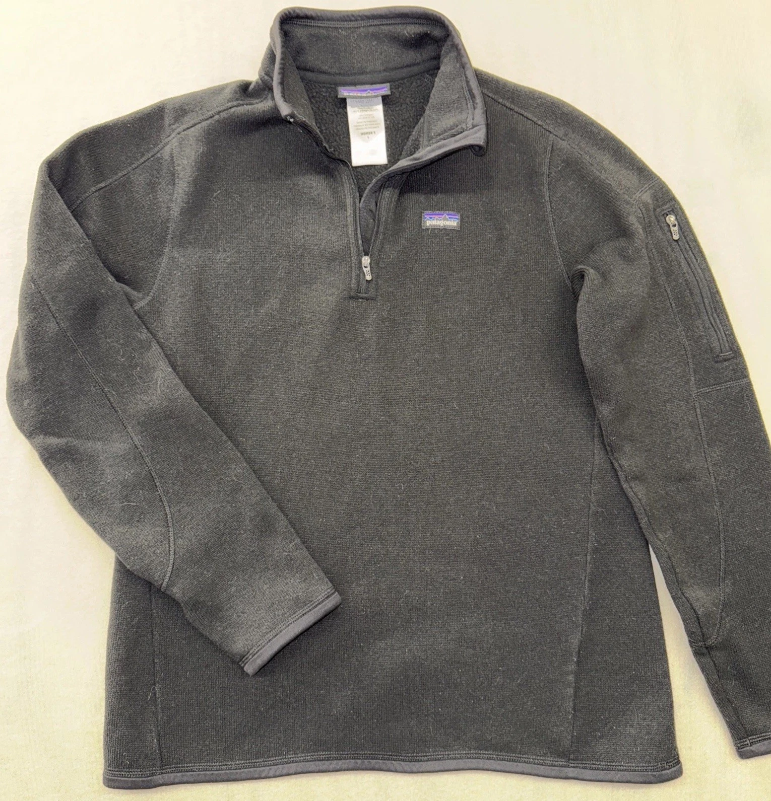 Patagonia Better Sweater Black 1/4 Zip Pullover Fleece Sweater Womens Large