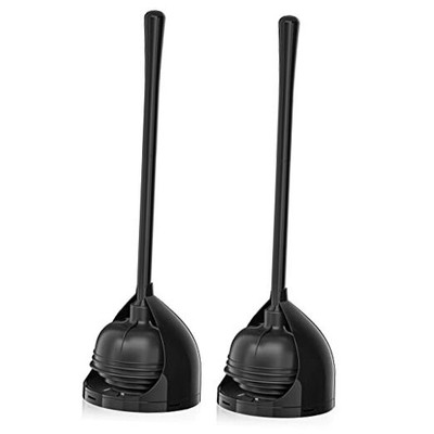  2 Pack Toilet Plunger with Holder, Unique Plunger with All-Angle Design, 