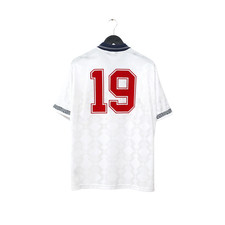 1990/92 Gascoigne #19 England Retro Umbro Home Football Shirt (L) Italia 90