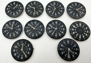Lot of 10 BENRUS HAMILTON BELFORTE MILITARY VIETNAM WAR MOVEMENTS DIALS & HANDS