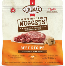 Primal Freeze Dried Raw Dog Food Nuggets, Beef, Complete Balanced Meal, Also U