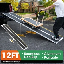 12FT Aluminum Multi-Folding Wheelchair Ramp Briefcase Style Portable Heavy Duty