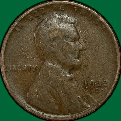 1933-D Lincoln Wheat Cent Fine F Coin #34955