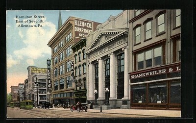 Ansichtskarte Allentown /Pa., Hamilton Street, East of Seventh, Strassenbahn 