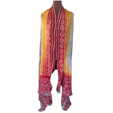 lHandmade Indian Bandhani Dupatta Shawl Scarf Beaded Boho Wrap 90x40 EUC