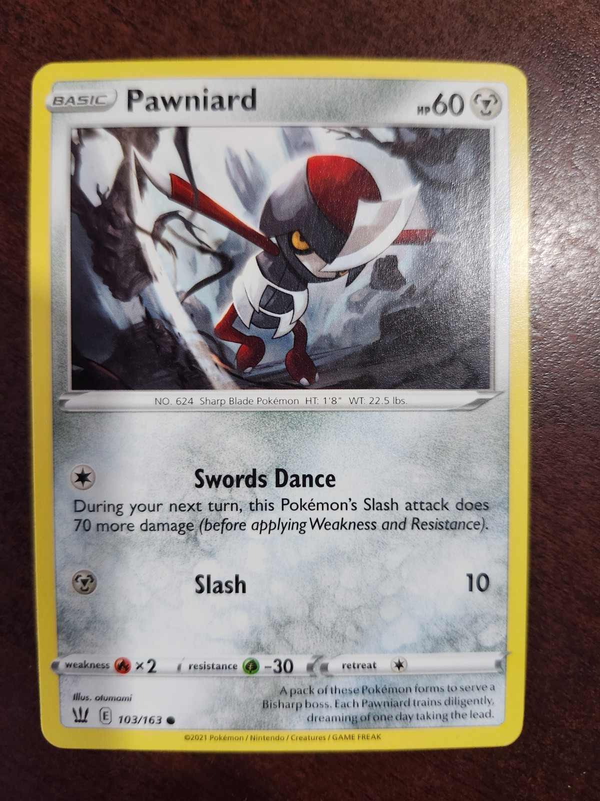 2021 POKEMON CARD PAWNIARD BASIC 103/163