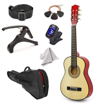 Left Handed Acoustic Guitar 30'' Natural Wood Beginner Kids Boys w/Case
