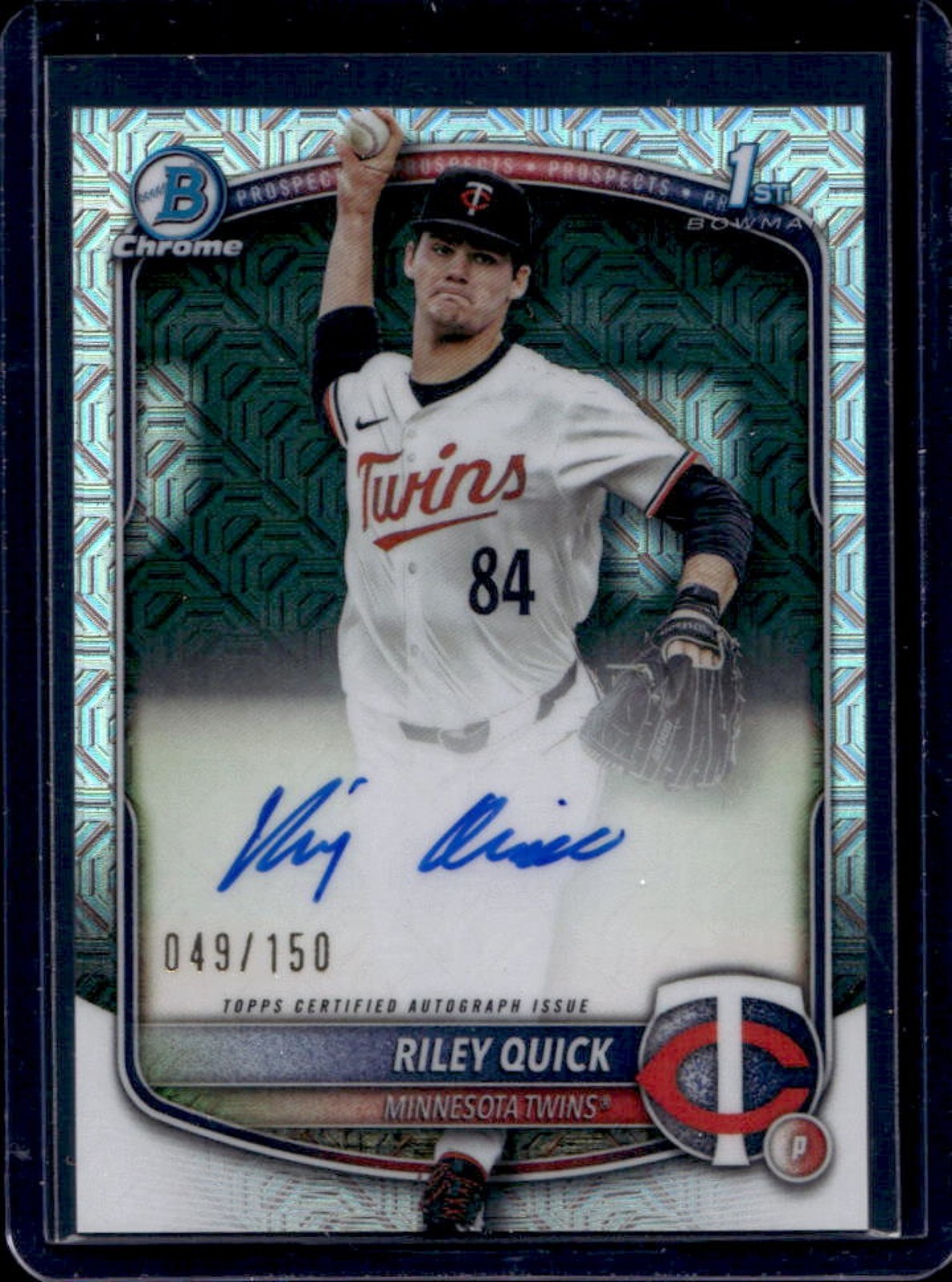 2025 Bowman Draft Riley Quick Chrome Auto HTA Choice Refractor 1st #/150 Twins