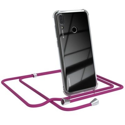 Für Huawei Y7 (2019) / Y7 Prime (2019) Handyhülle Umhängen Kordel Kette Pink