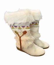 Vintage Tecnica Italy Fur Winter Boots Womens EU 38 US 7.5 White Apr s Ski Nice