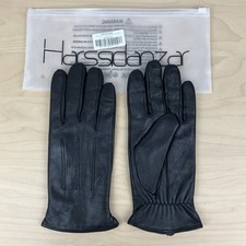 Harssidanzar Women  s Size Large Black Leather Cashmere Lined Gloves NWT