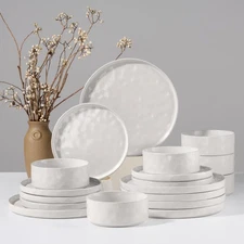 Dinnerware Sets, 18-Piece Plates and Bowls Set, Stoneware Dish Set for 6, Cer...