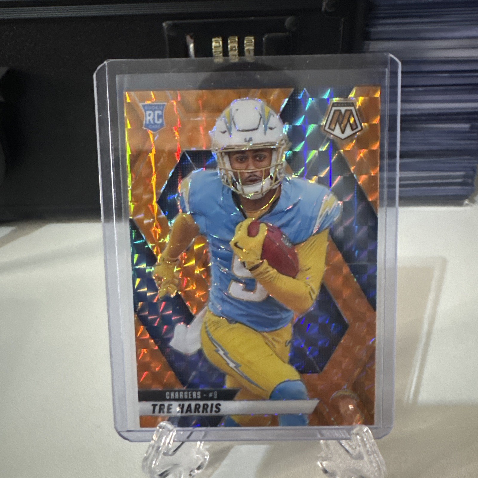 2025 Panini Mosaic #326 Tre Harris Orange Mosaic /199 SP Rookie RC Chargers