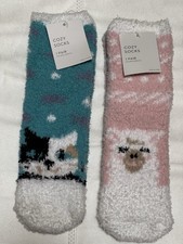 NWT Women's Soft Cozy Socks 2 Pairs Animal Design Fits Sock Size Size 9-11