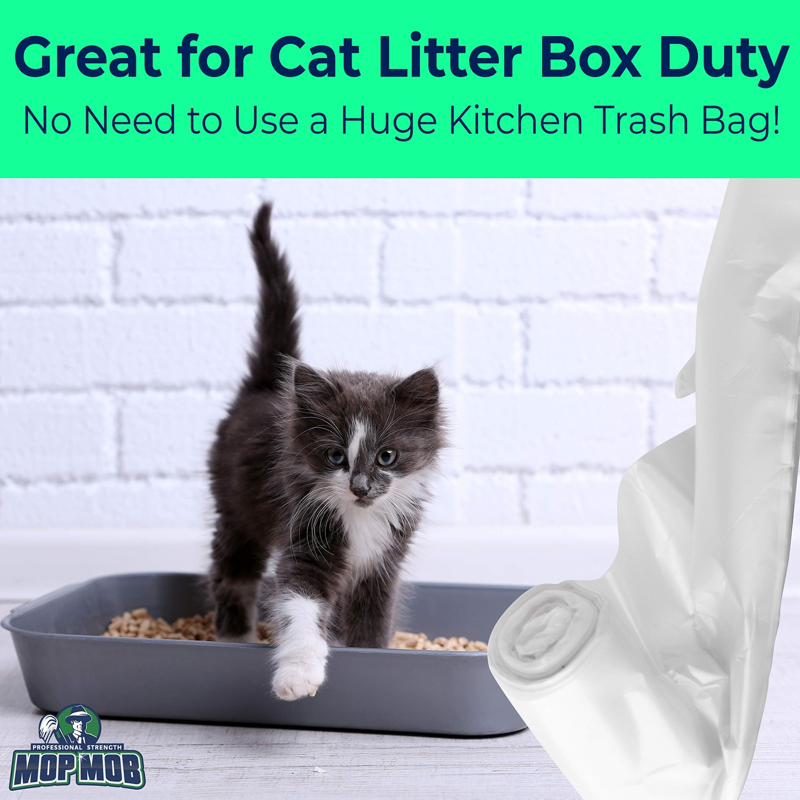 Mop Mob Leak-Proof Clear 4 Gallon Trash Can Liners, 1000 Count, Coreless, No ...