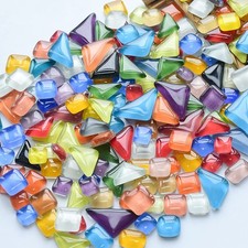 1.1LB Irregular Glass Mosaic Tiles for Crafts,Tiny Random Color DIY Making Cr...
