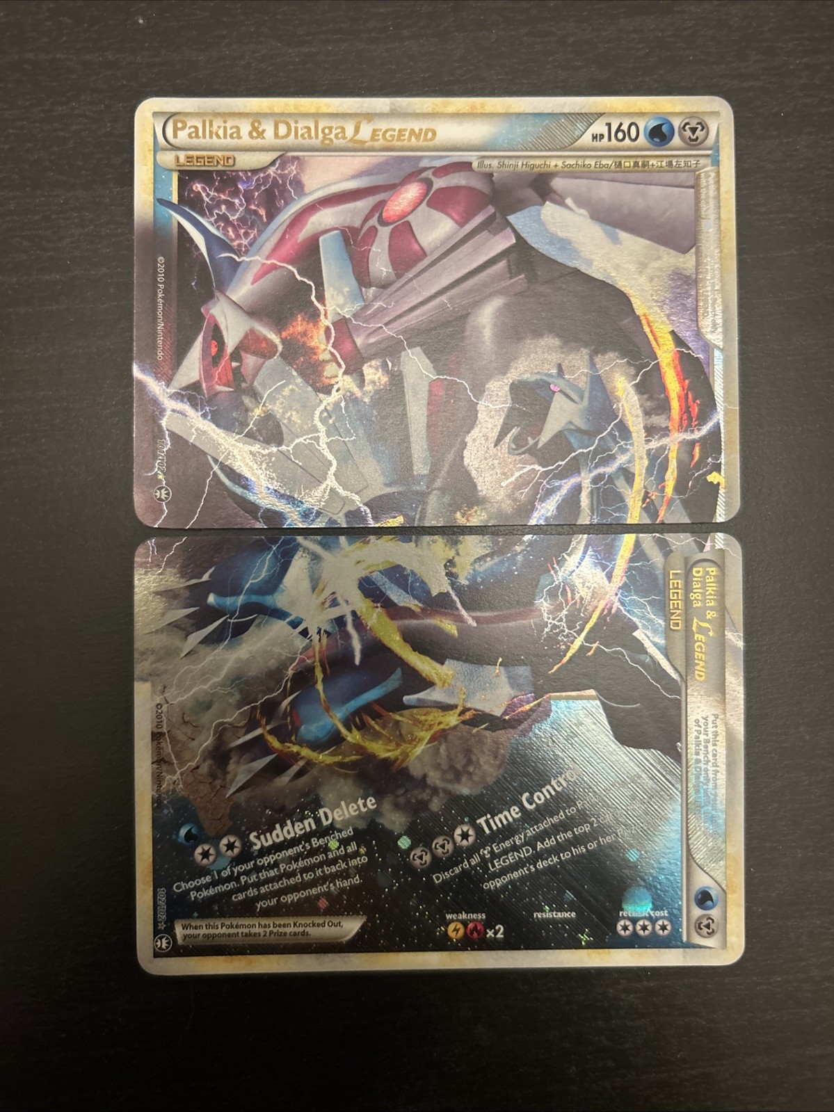 Palkia & Dialga Legend 101/102 and 102/102  Triumphant Holo Pokemon Top & Bottom