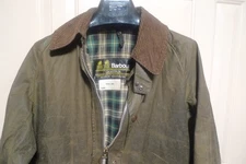 BARBOUR -A123 GAMEFAIR WAX COTTON JACKET - MADE @ UK - SAGE - SHABBY CHIC-  36