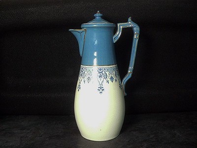 Antike Rand Malkin & Co Kaffeekanne 1871-97 Royal Burslem Ware blau & weiß
