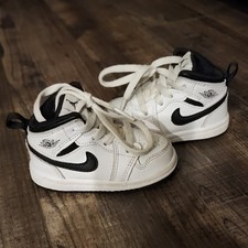 Jordan Air Jordan 1 Mid Toddler Sneakers US 4C White/Black Leather Mid Top