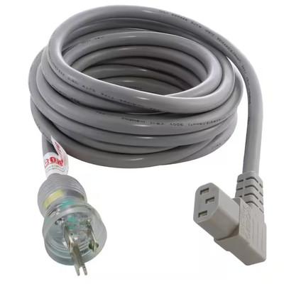 6 Ft. 10 Amp 18/3 Medical Grade Power Cord with Right Angle IEC C13 Connector