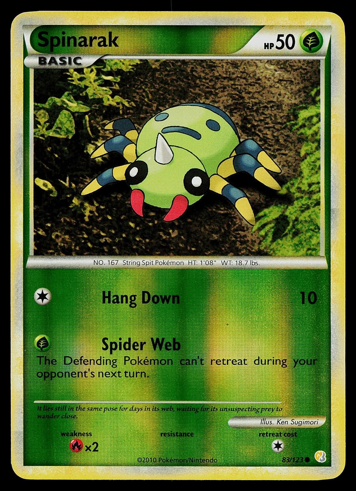 Pokemon Card - Spinarak HeartGold & SoulSilver 83/123 Reverse Holo Common