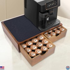 Wooden Coffee Pod Holder Drawer with Non-Slip Pad - K Cup  Tea Organizer, 30