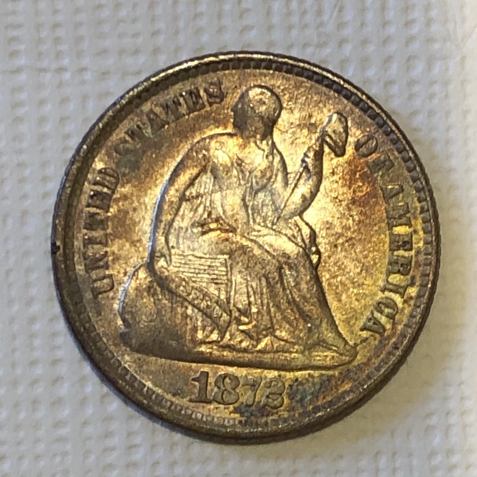 1872 Seated Liberty Half Dime Choice Uncirculated Beautiful Toning ((Gorgeous)) - Image 3 of 4