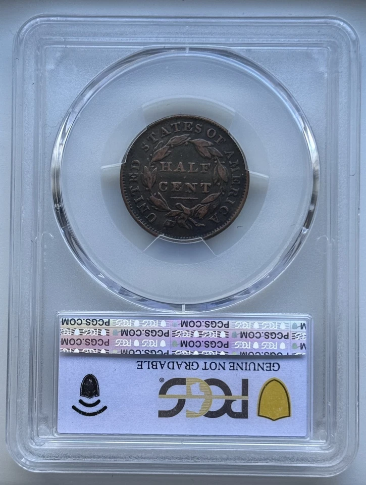 Medio centavo cabeza clásica 1832 - graduación profesional detalle en muy buen estado Foto 3 de 4