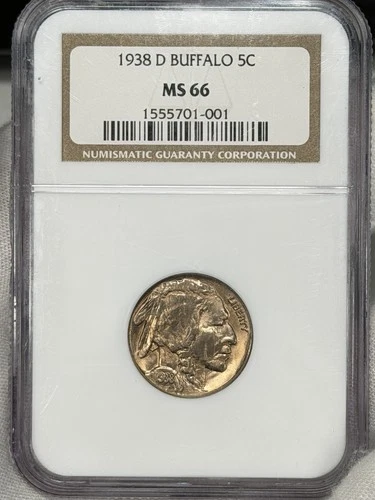 1938-D 5c Buffalo Nickel NGC MS66 Indian Head Denver US Coin BETTER DATE!