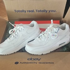 Nike Air Max 90 GS White Leather Low Top Snea...