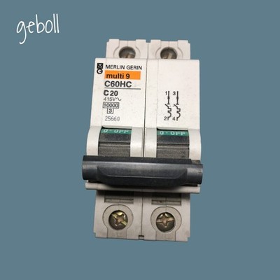 NEU Merlin Gerin 25660 MCB Merlin Gerin 20 Amp MCB 2P 20A C20 C60HC MULTI 9