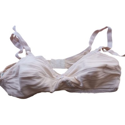 True Vintage Bra 34B 34 B Adonna White Lace Trim Bralette Soft Cup Made In USA