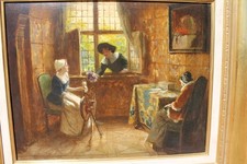 Max Volkhart, Düsseldorf 1848 - 1924 ebenda, "Großmutter verschläft Tete a tete"