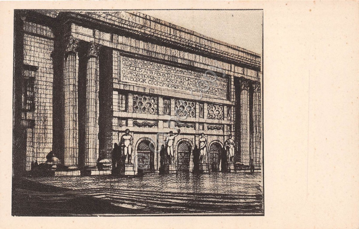 Cartolina Roma Illustrata Terme Pubbliche prospetto Architetto Limongelli
