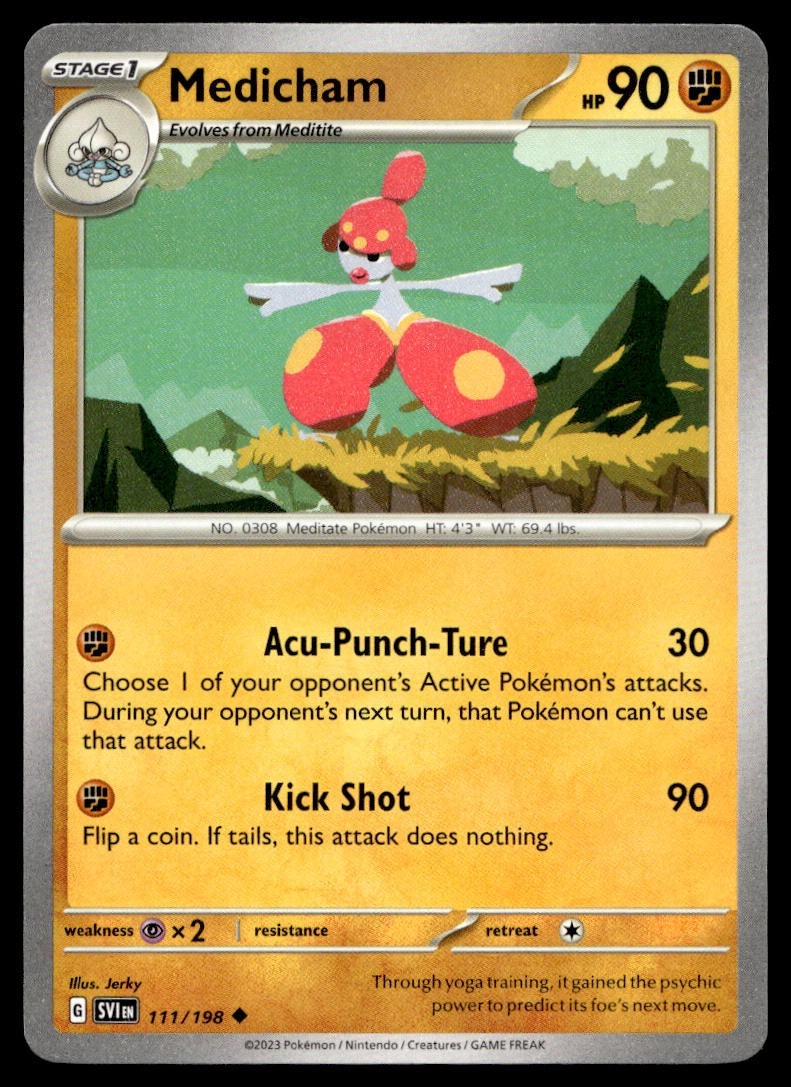Medicham 111/198 Pokemon Card Scarlet & Violet Uncommon 90 HP Lightly Played I4