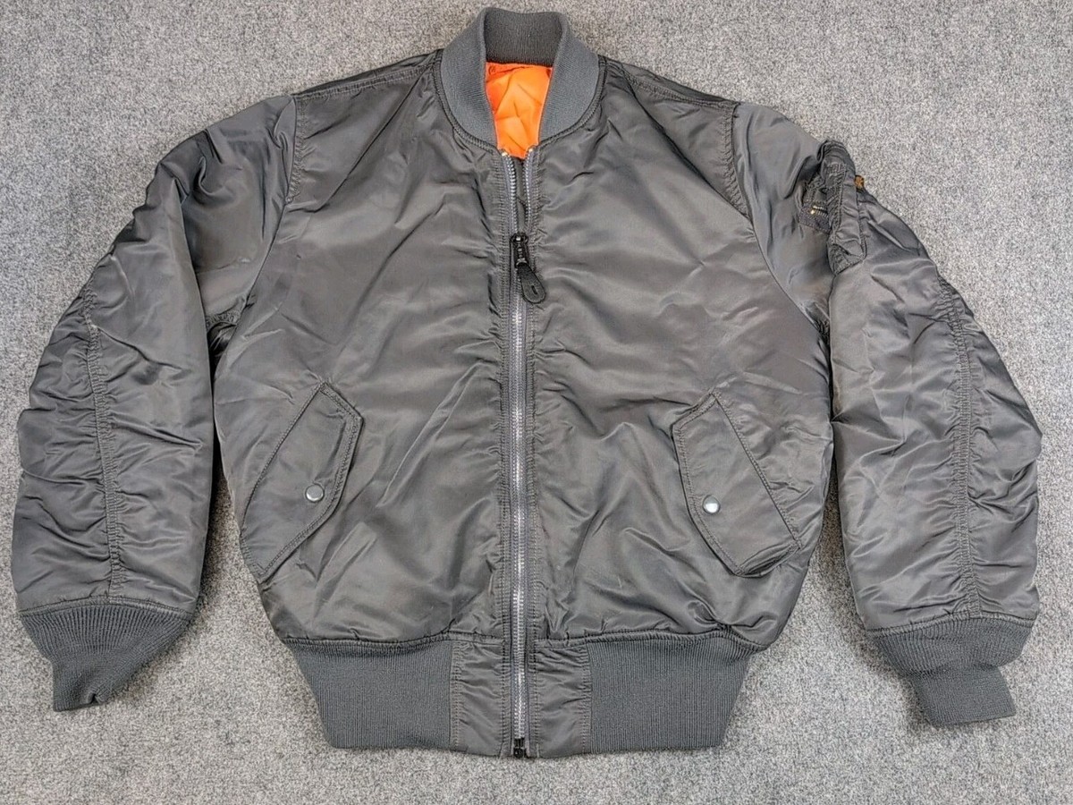 ジャケット・アウター ALPHA MA-1 FLIGHT JACKET silver Alpha Industries MA-1 Bomber Flight Jacket Silver Grey Orange