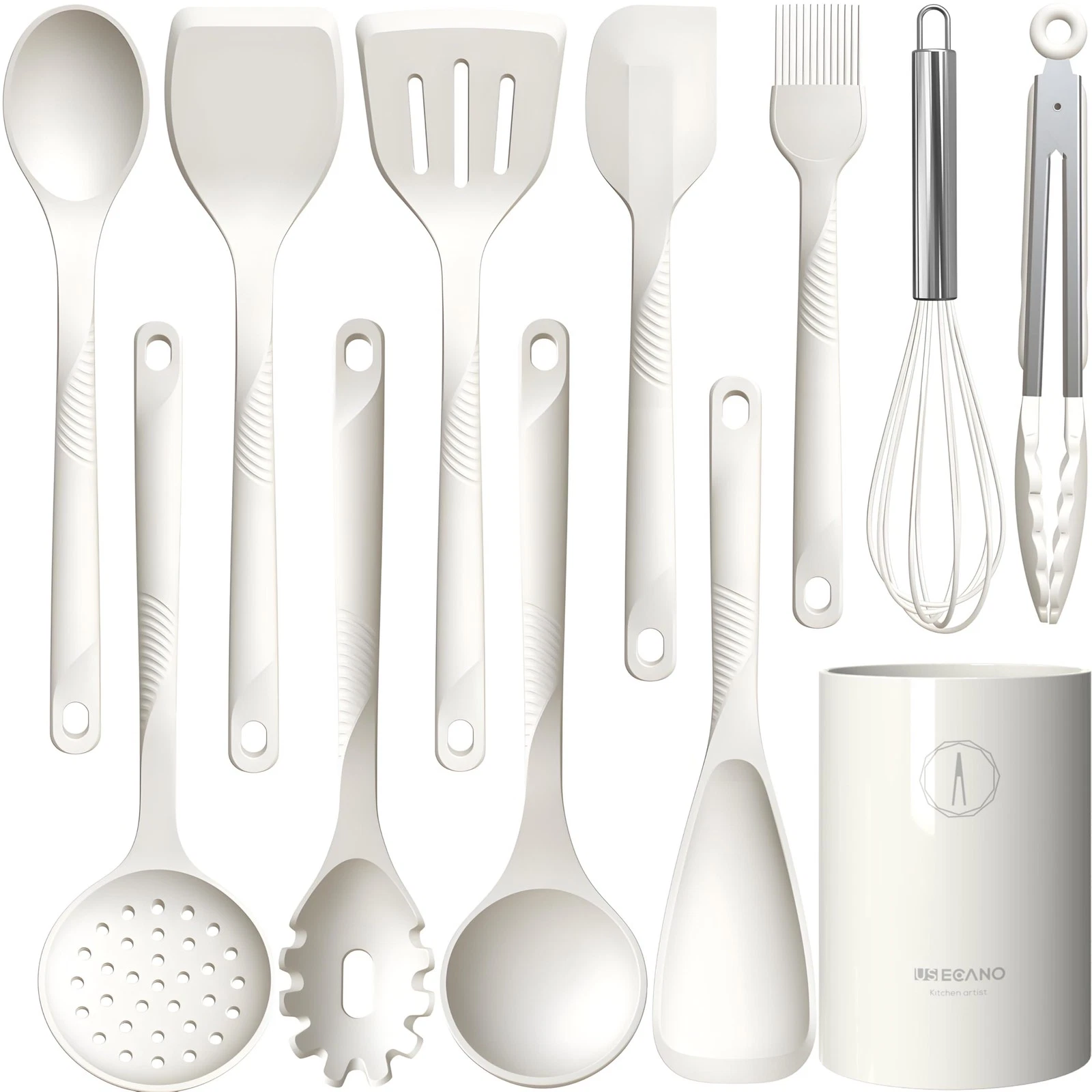 Silicone Cooking Utensils Set - 600°F Heat Resistant, Nonstick Kitchen Utensi...
