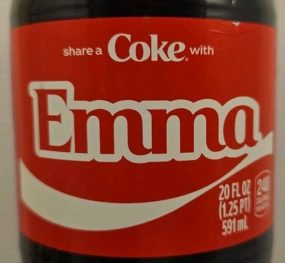 Share A Coke With Emma 2025 Limited Edition Personalized Coca-Cola Coke Bottle