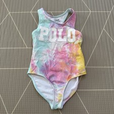 POLO RALPH LAUREN SWIMSUIT GIRLS 2T TIE-DYE ONE-PIECE SPELLED-OUT LOGO