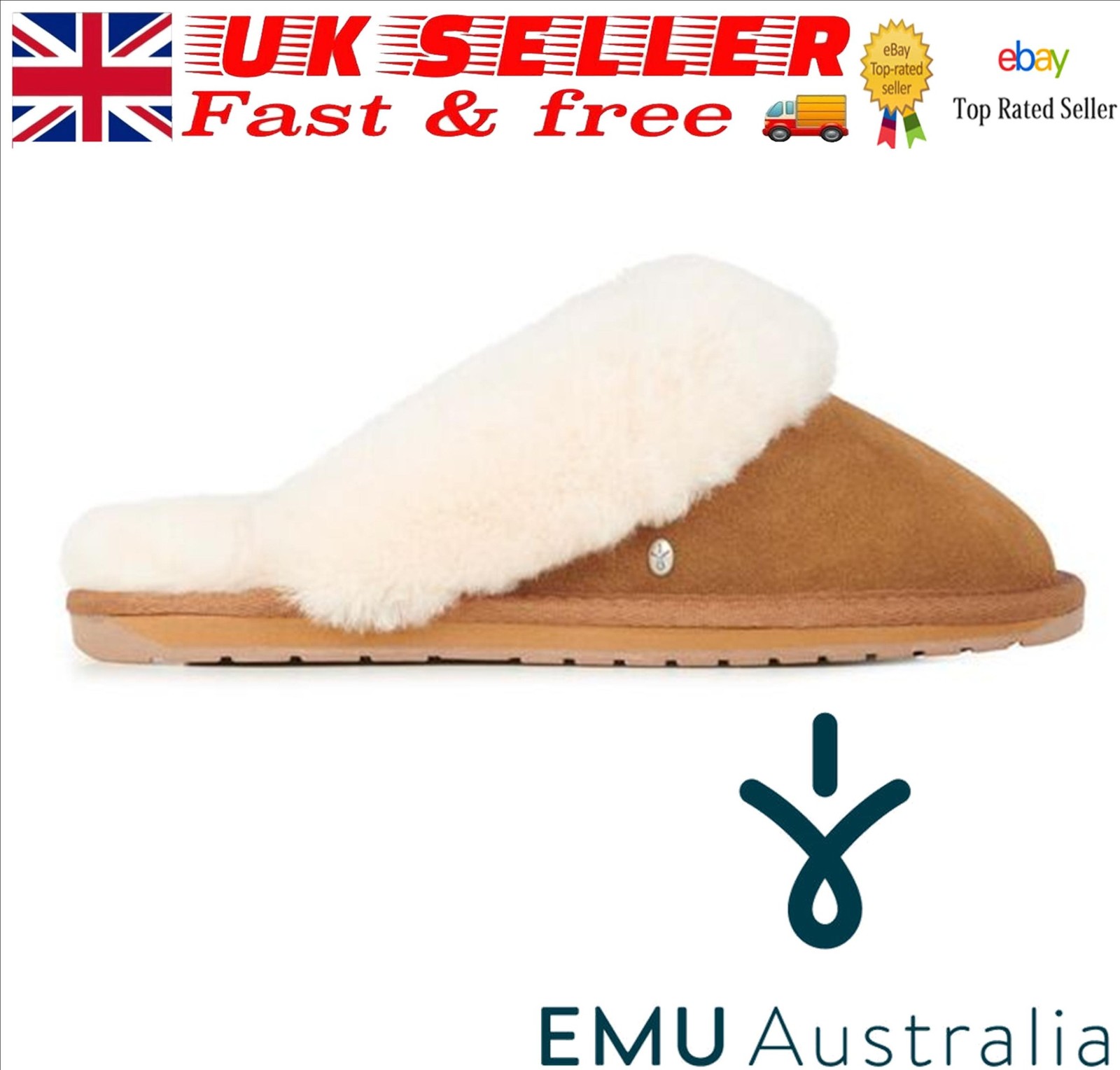 EMU Australia Jolie Ladies  suede slipper Chestnut Sz 9  FREE CARRIAGE
