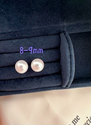 AAA Top Qualität Knopf Form Süßwasser Perlen Silber Ohrstecker
