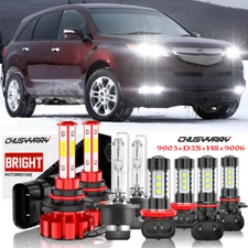 For Acura MDX 2007-2013 8PCS Front LED HID Headlights Hi Lo DRL Fog Light bulbs