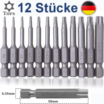 Torx Bit Set T5 T6 T7 T8 T9 T10 T15 T20 T25 T27 T30 T40 Magnetisch mit Stirnloch