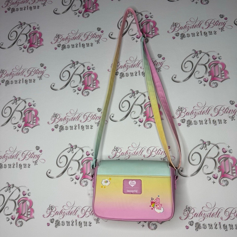 Loungefly Care Bears bag cross body pastel rainbow teddy bears hearts ombré image 3